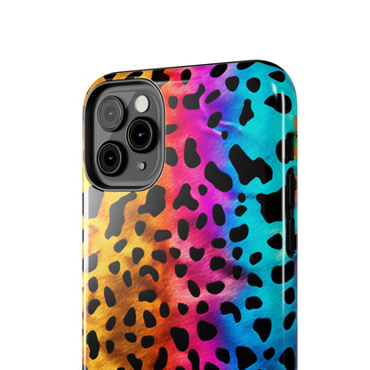 Kaleidoscopic Wild: Psychedelic Rainbow Leopard Print | Dazzling iPhone Case