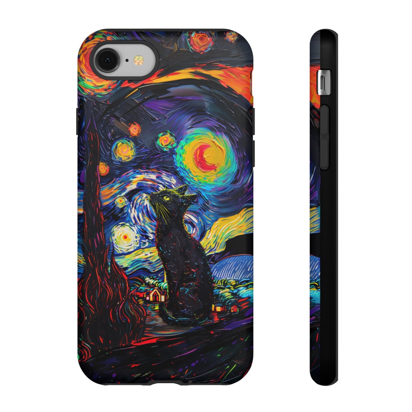 Starry Night Black Cat Van Gogh Painting Art Phone Case