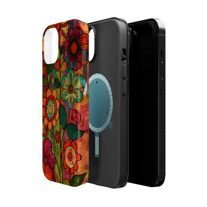 Retro Watercolor Abstract Floral Summer Style MagSafe Phone Case, iPhone 15 Case