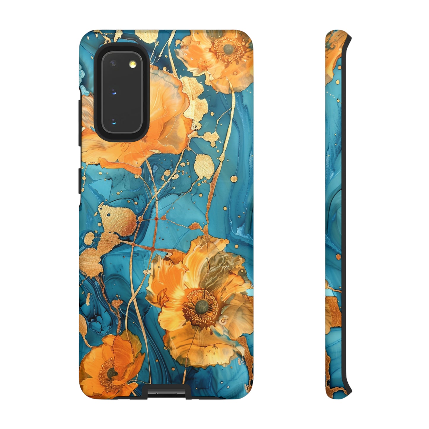 Gold Poppies Color Splash Floral Design Phone Case