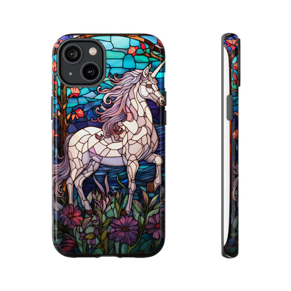 Unicorn Stained Glass iPhone, iPhone Case Retro Samsung Galaxy Phone Tough Case iPhone 15 14 Plus 13 12 7 8 Se Hippie Boho Style