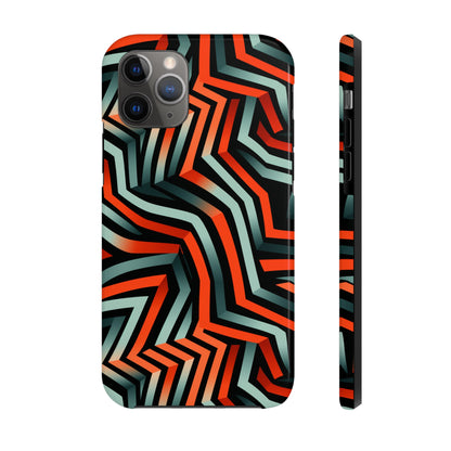 Abstract Wave Pattern Black, Blue, and Orange Psychedelic Tough iPhone Case | Embrace Vibrant Style and Reliable Protection