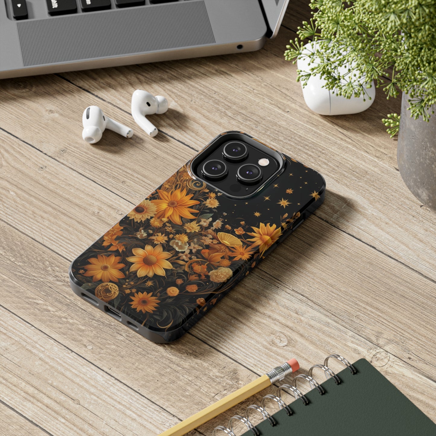 Cottagecore Floral Sun Moon Stars iPhone Case | Embrace Mystical Nature's Beauty