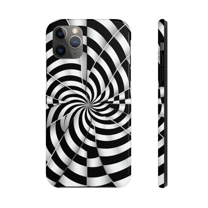 Trippy Black and White Optical Illusion Tough iPhone Case | Psychedelic Phone Cover