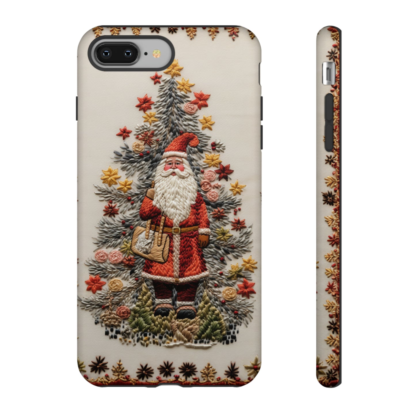 Vintage Embroidery Christmas Santa Phone Case