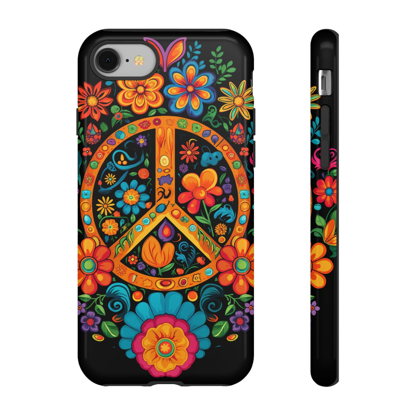 Peace Sign Embroidery Floral Hippie Style Phone Case