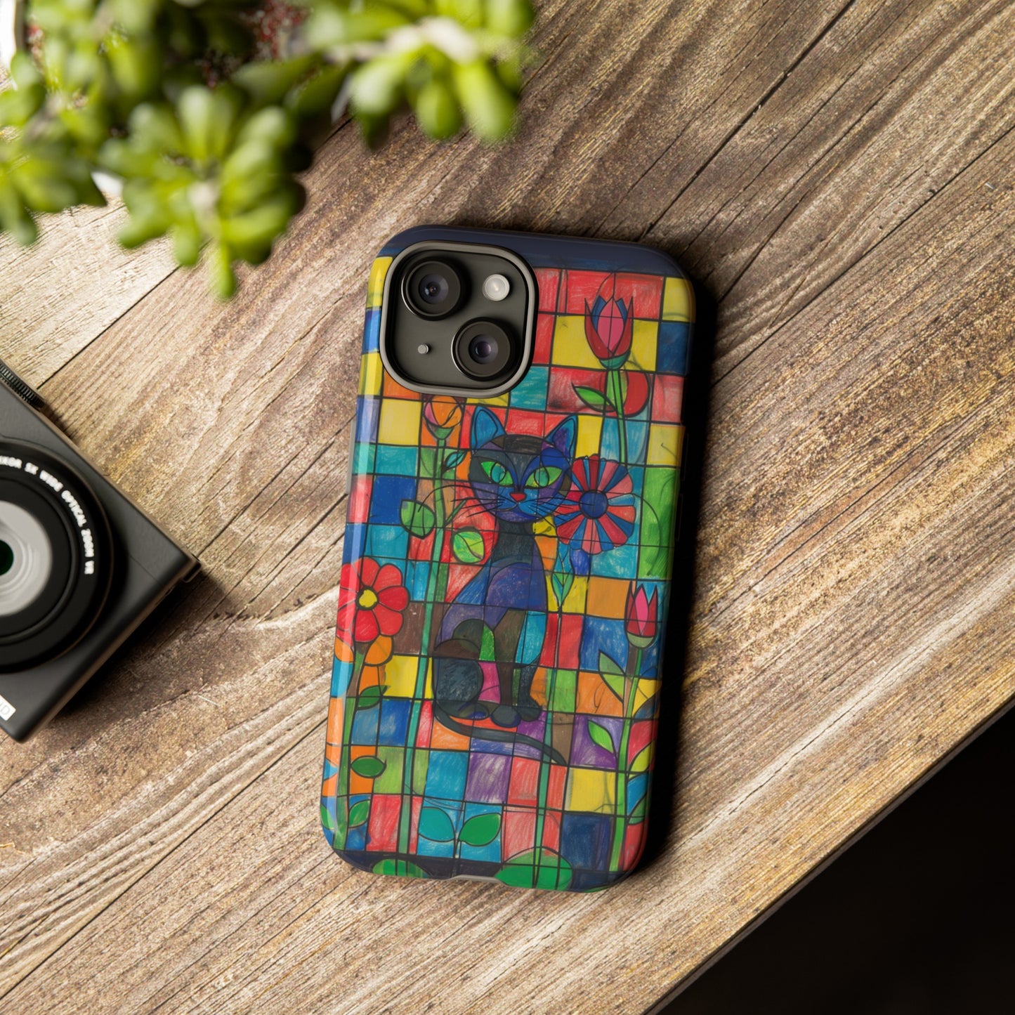 Cat in the Stained Glass Garden Phone Case