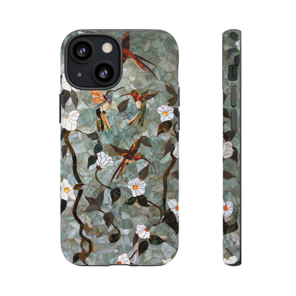 Stained Glass Hummingbirds and Flowers iPhone Case