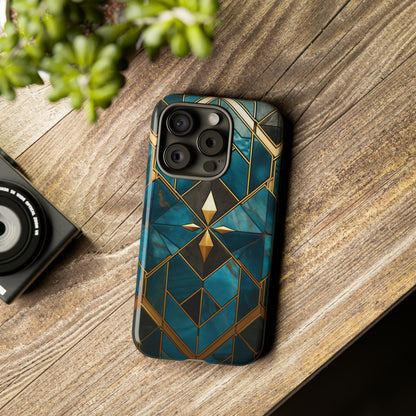 Gold and Blue Marble Mosaic Phone Case