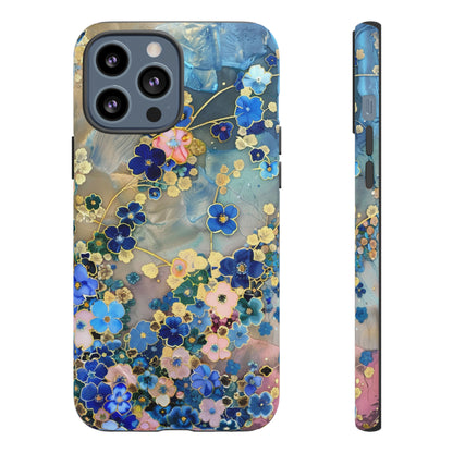 Forget Me Nots Gold Color Splash Floral Design Phone Case