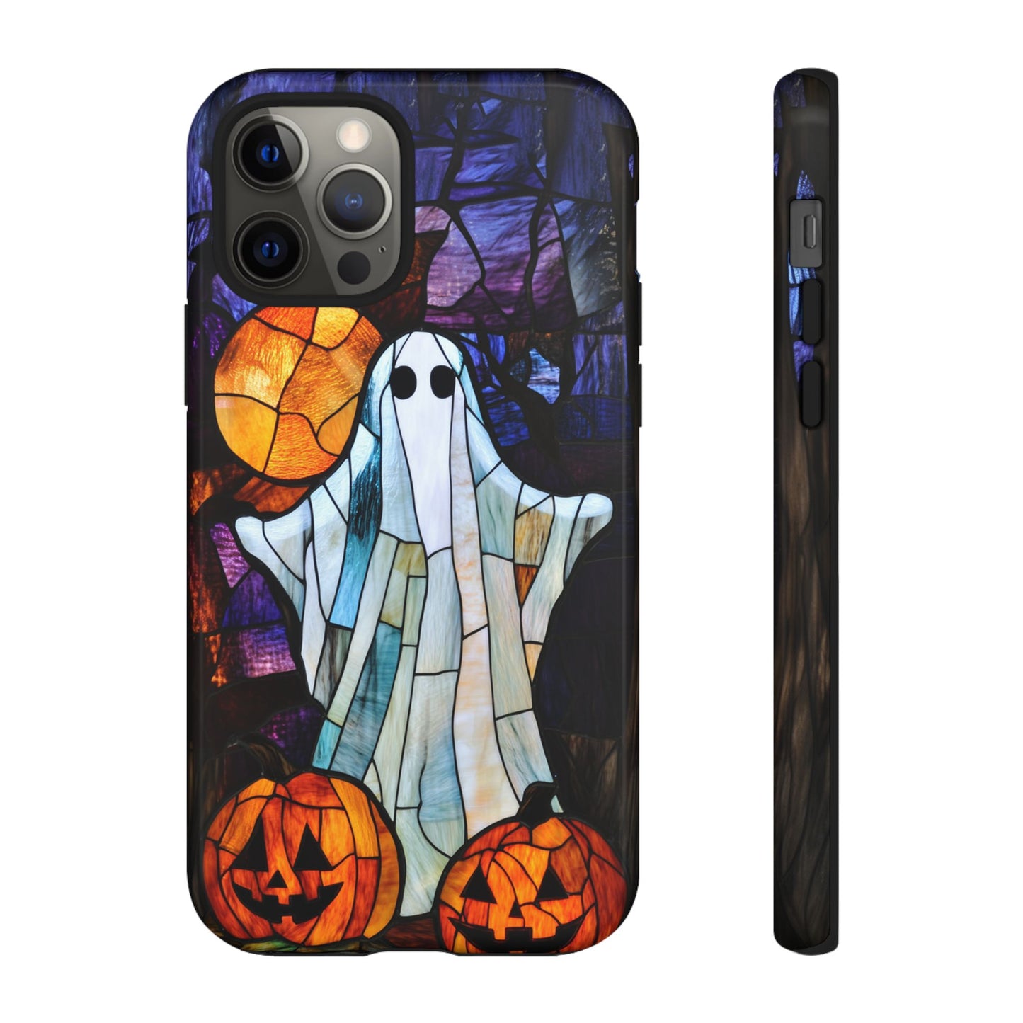 Stained Glass Halloween Ghost and Jack-o'-Lanterns Phone Cover