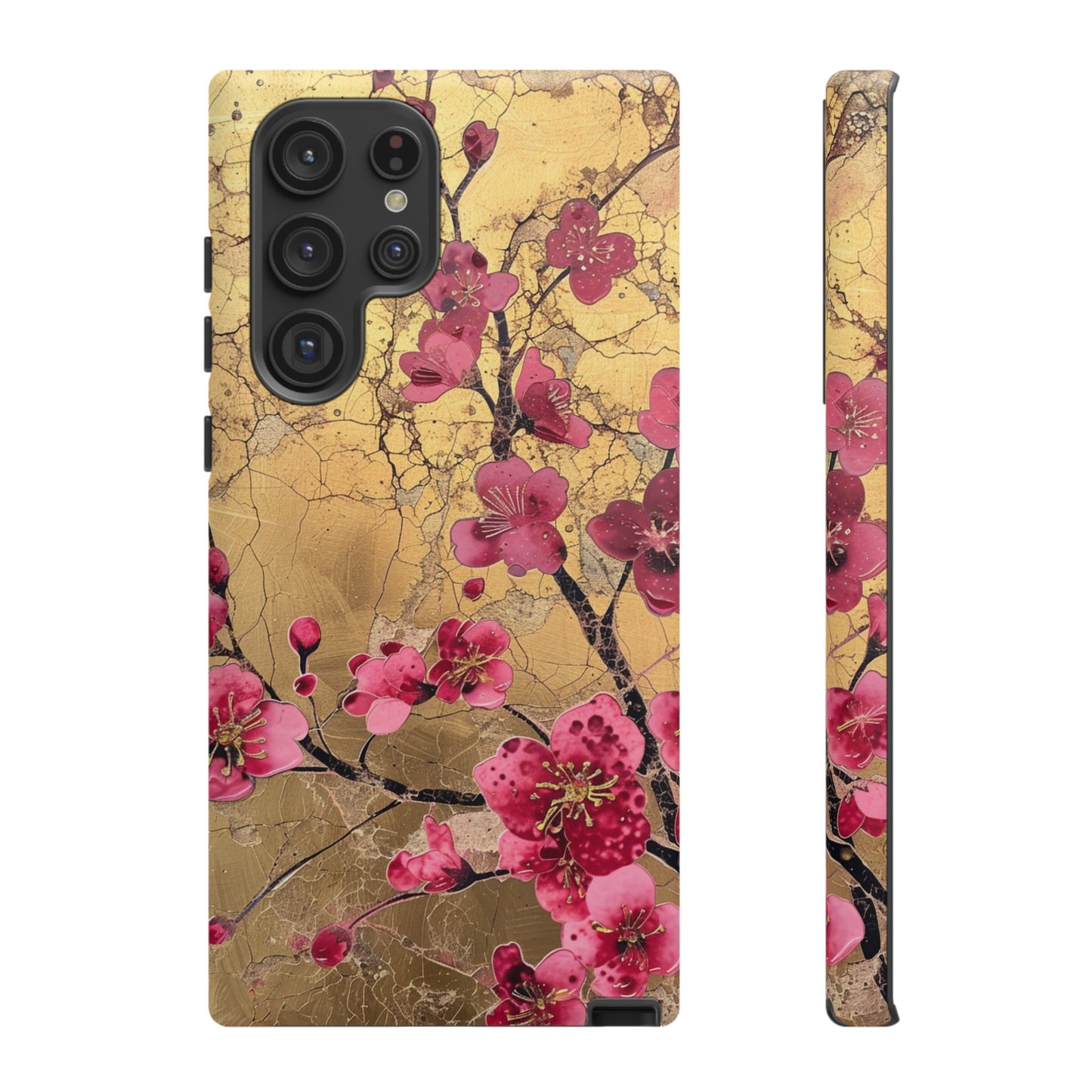 Pink Forget Me Nots Gold Floral Phone Case