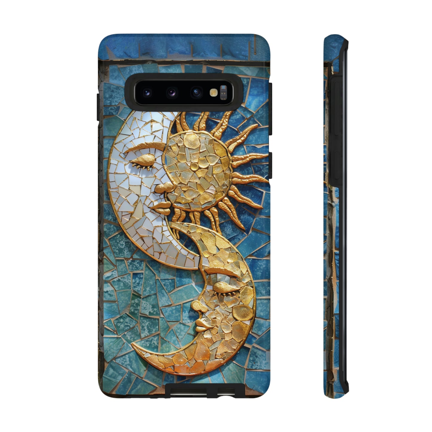 Boho Sun and Moon Mosaic Tile Stained Glass Phone Case