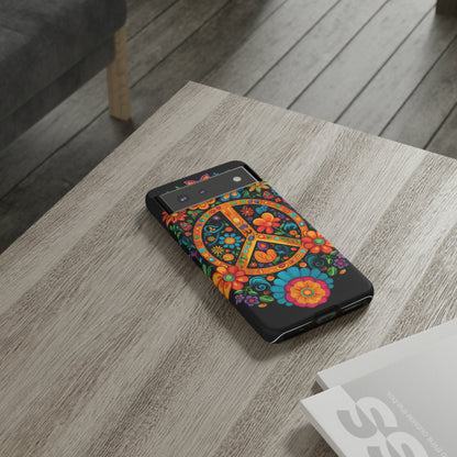 Peace Sign Embroidery Floral Hippie Style Phone Case