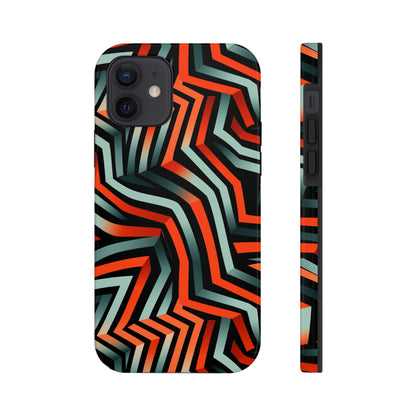 Abstract Wave Pattern Black, Blue, and Orange Psychedelic Tough iPhone Case | Embrace Vibrant Style and Reliable Protection