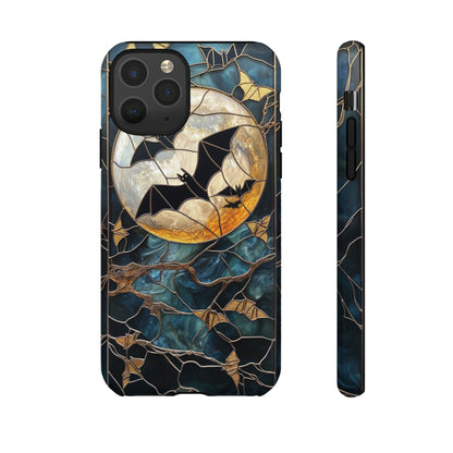 Halloween Phone Case Bats Stained Glass Style Spooky Moon Phone Cover