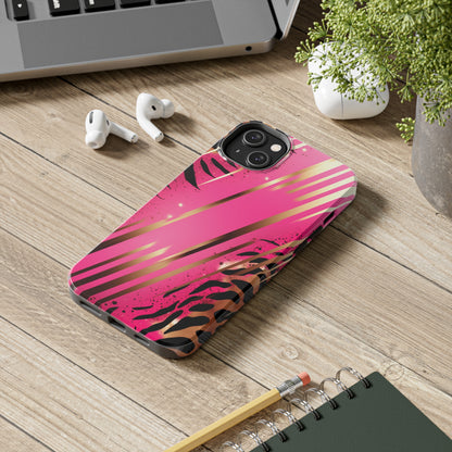 Elegant Wilderness: Pink & Gold Tiger Stripes | Mesmerizing Lush iPhone Case