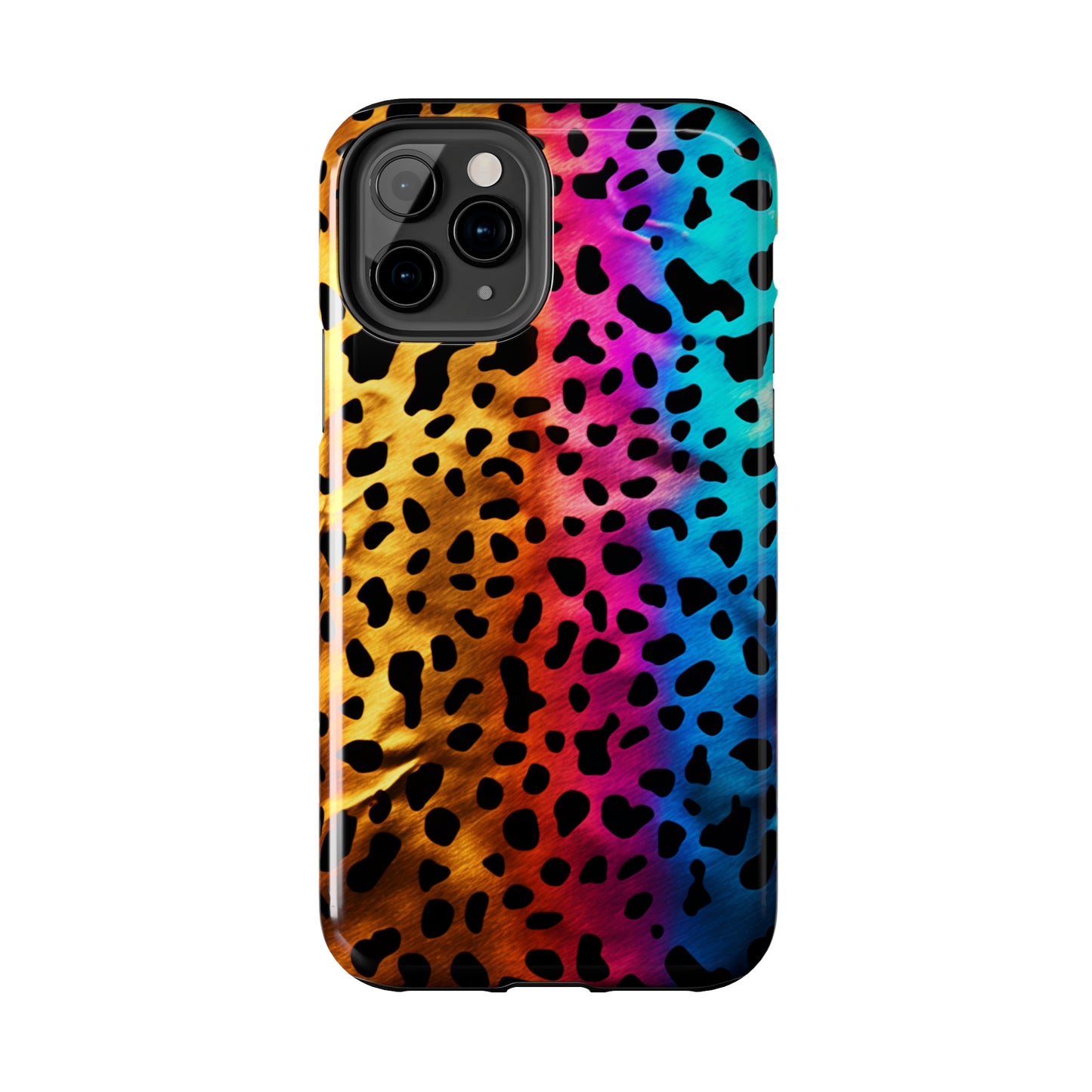 Kaleidoscopic Wild: Psychedelic Rainbow Leopard Print | Dazzling iPhone Case