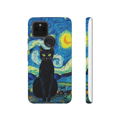 Starry Night Van Gogh Black Cat iPhone, Samsung Galaxy, Google Pixel  Case | Embrace Artistic Whimsy and Feline Charm