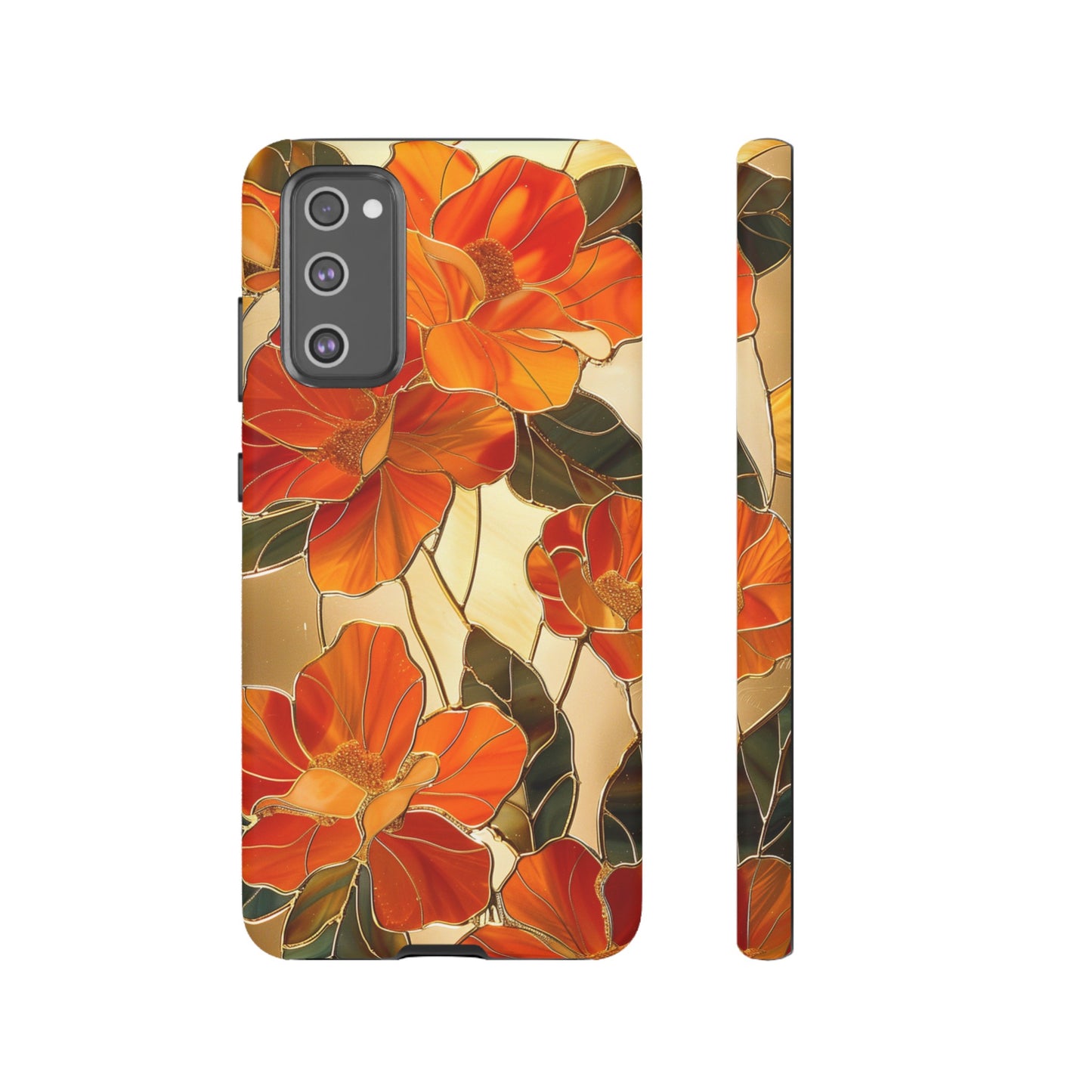 Orange Floral Phone Case Stained Glass Flower Aesthetic