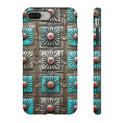 Vintage Navajo Native American Turquoise Concho Phone Case for iPhone 15, 14, 13, 12, 11 Pro Max, 14 Plus, iPhone XS Max, iPhone XR, iPhone 7, 8, 14, 15 Plus, SE