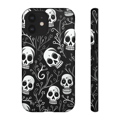 Join the Goth Side: Black Skull Floral Print | Mystical Elegance Case for iPhone, Samsung Galaxy, and Google Pixel