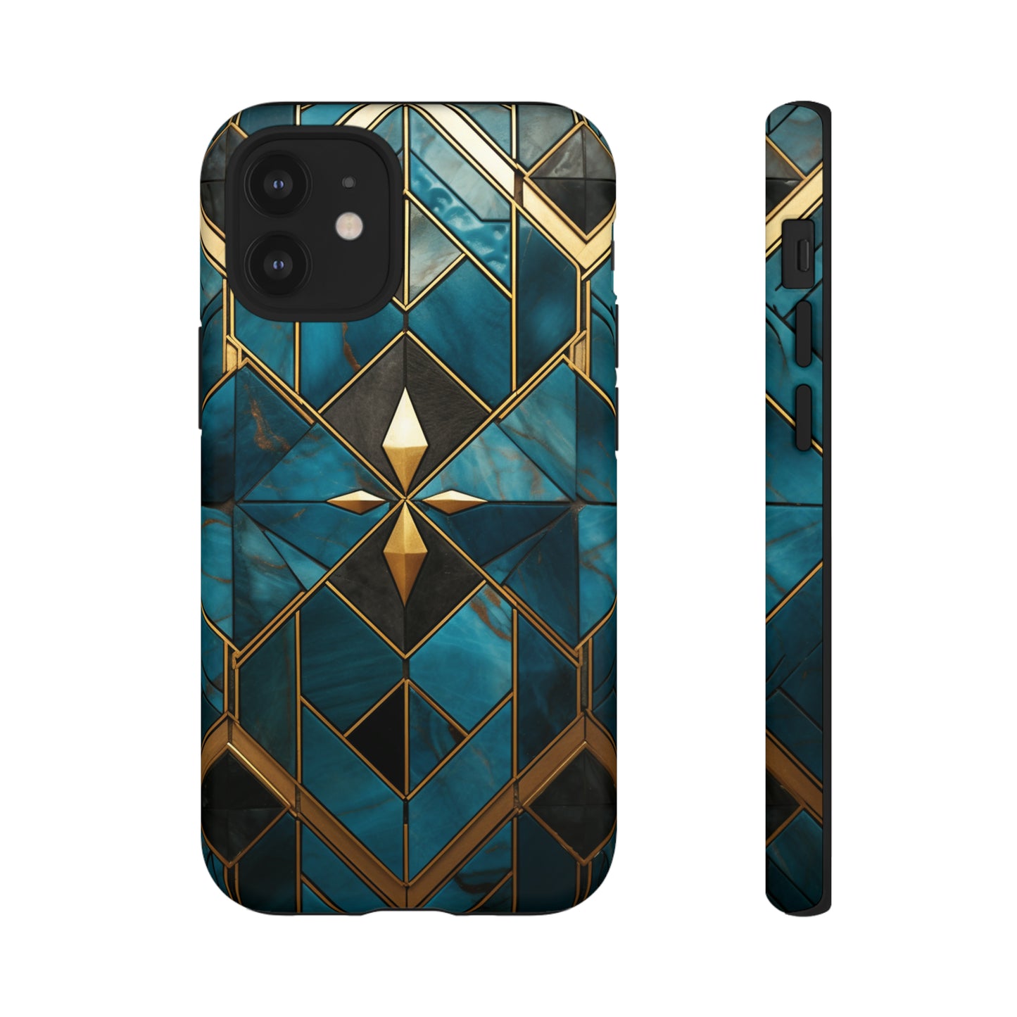 Gold and Blue Marble Mosaic Phone Case