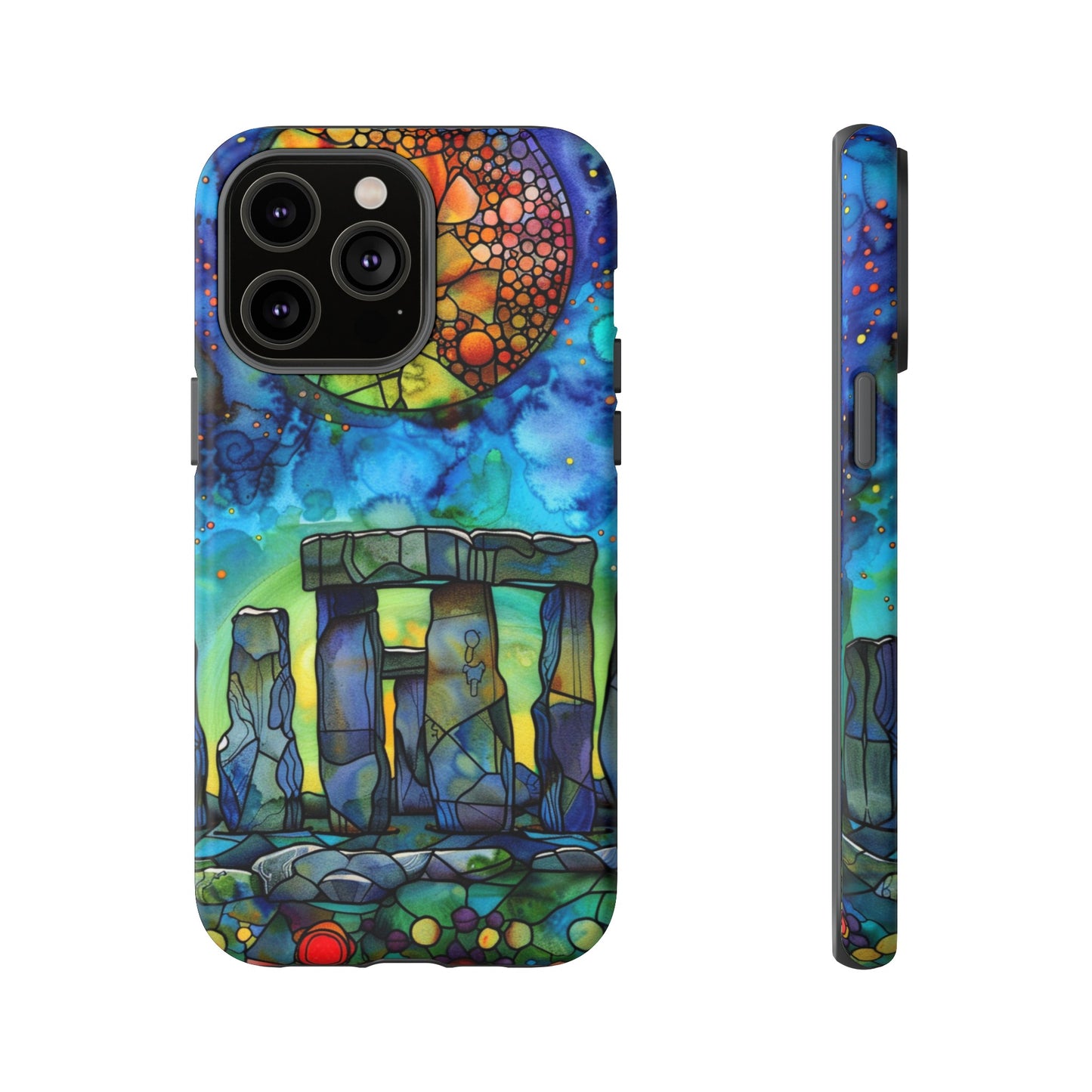 Stonehenge Neolithic Full Moon Stained Glass Watercolor Phone Cover