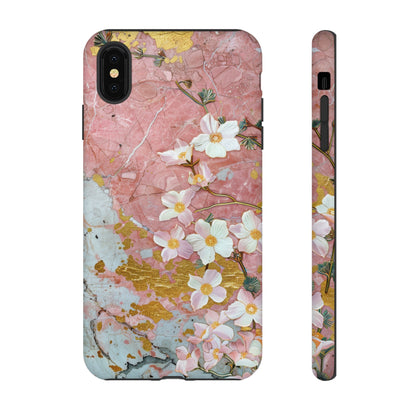 Pink Forget Me Nots Gold Floral Phone Case