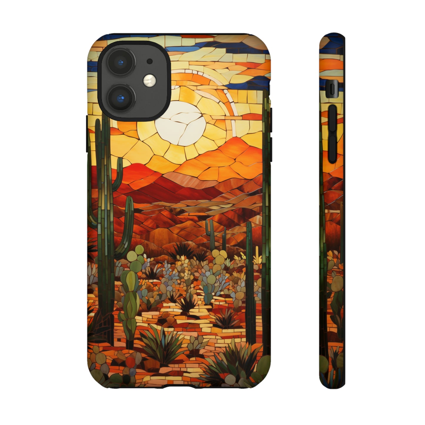 Desert Sunset Cactus Mosaic Tile