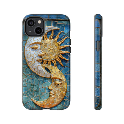 Boho Sun and Moon Mosaic Tile Stained Glass Phone Case