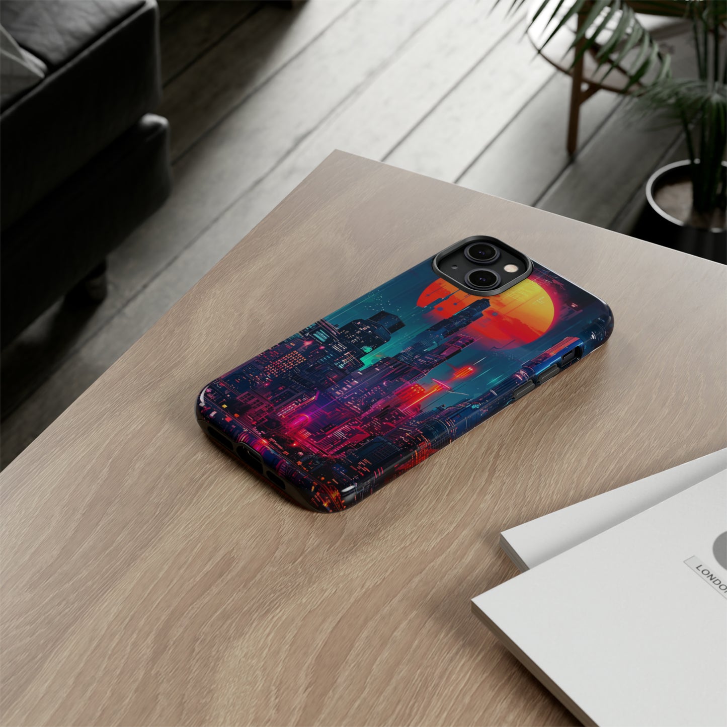 Cyberpunk Full Moon Cityscape Phone Case