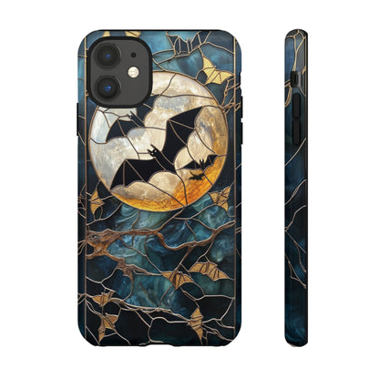 Halloween Phone Case Bats Stained Glass Style Spooky Moon Phone Cover