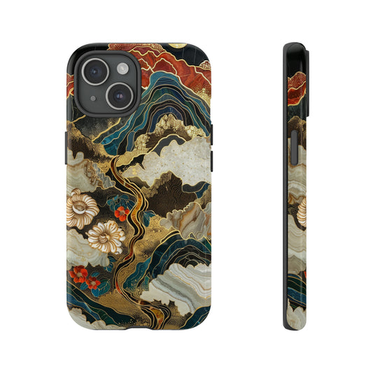 Chiyogami Stained Glass Floral Mountain Phone Case