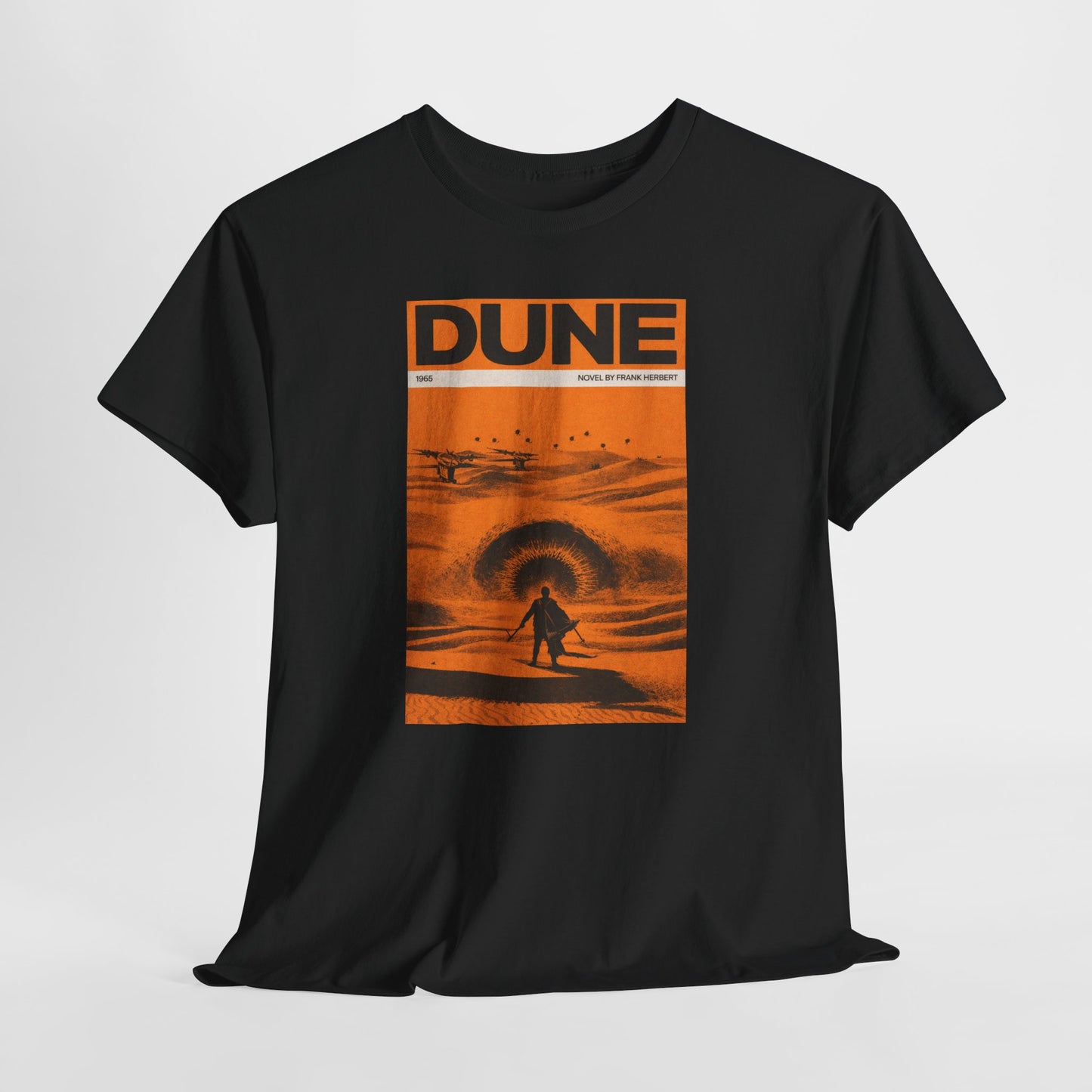 Retro Dune Sandworm Desert Sci Fi Book Cover Style T Shirt Epic Space Tee