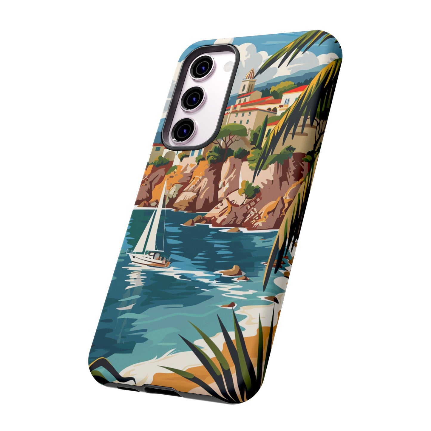 Midcentury French Riviera Sailboat Painting Phone Case