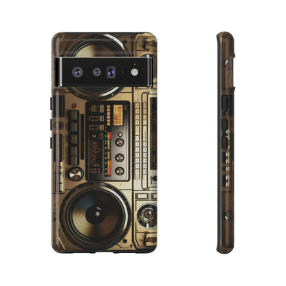 Urban Beats: Boombox Hip Hop Music Pixel Phone Case | Retro Rhythms for iPhone 15 Models