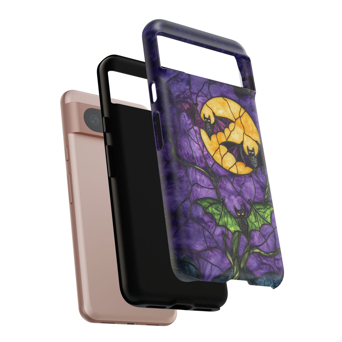 Full Moon Stained Glass Style Halloween Bats Phone Case