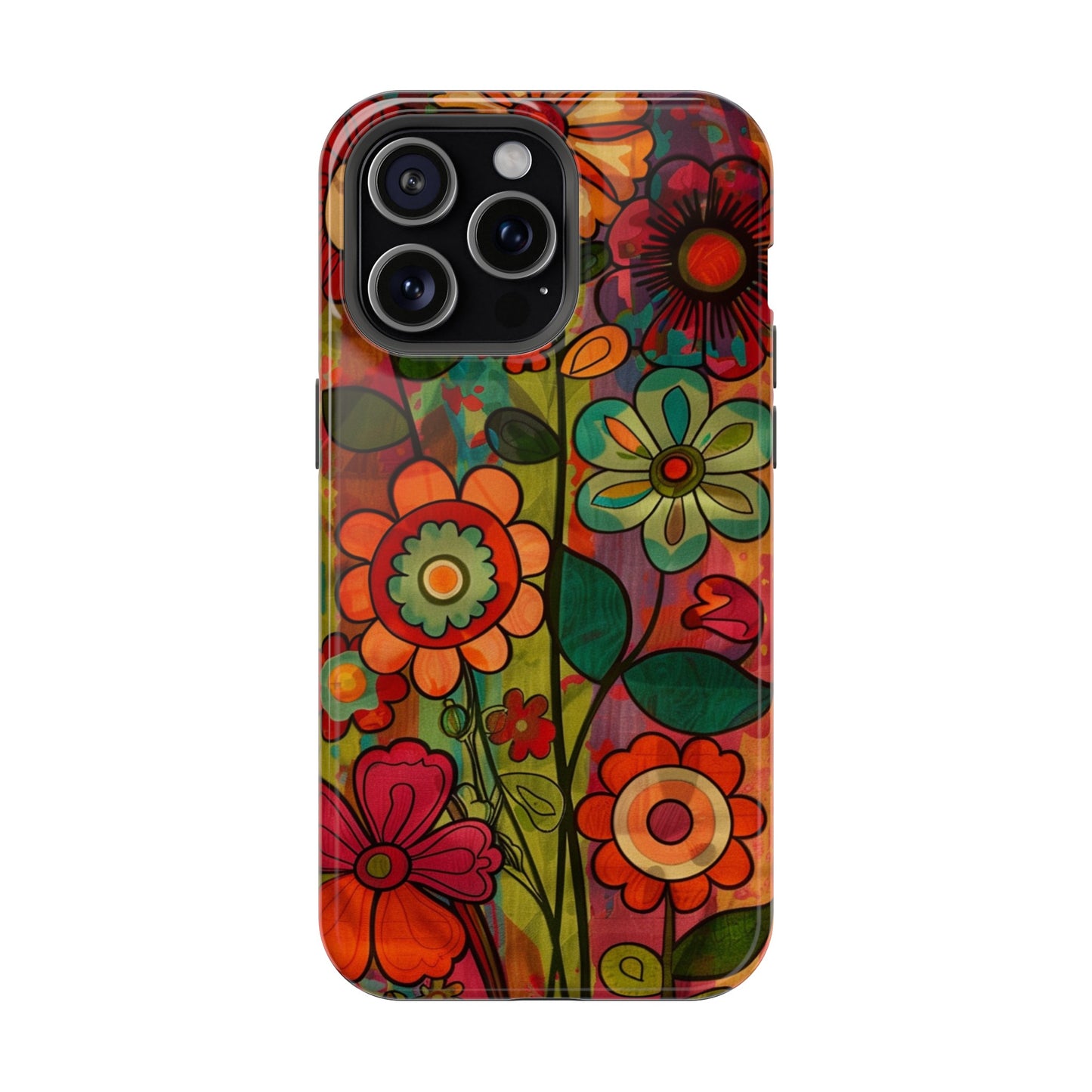 Retro Watercolor Abstract Floral Summer Style MagSafe Phone Case, iPhone 15 Case