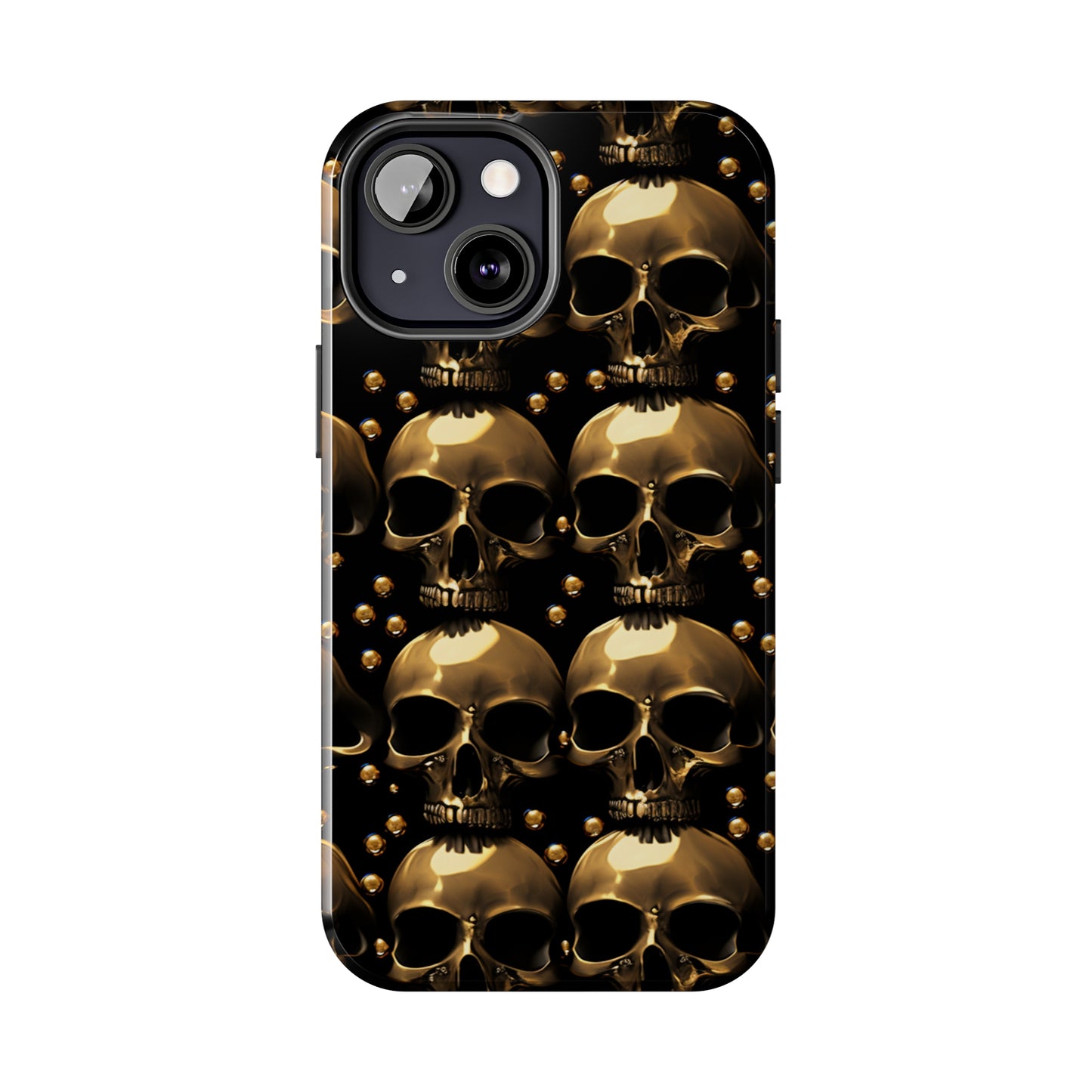 iPhone Case Golden Enigma: Where Goth Meets Glamour | Gold Skulls iPhone Tough Case