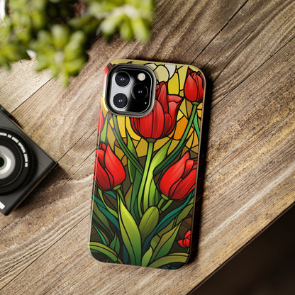 Stained Glass Tulip Floral Aesthetic iPhone Case | Embrace the Beauty of Nature in Full Bloom