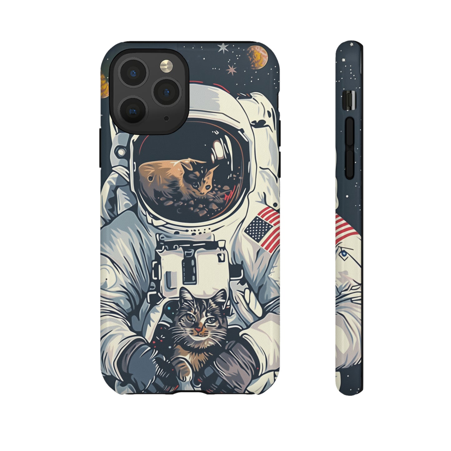 The Astronaut and the Cosmic Cat Phone Case