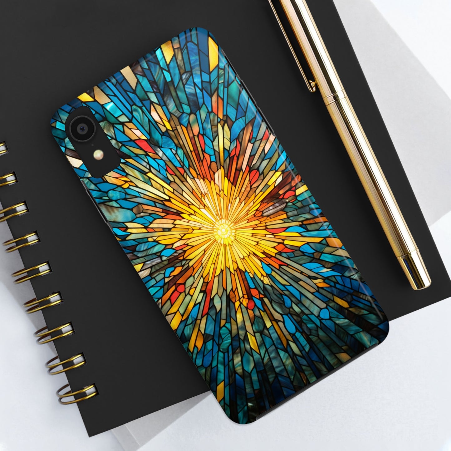 Stained Glass Sunburst Magic | Tough iPhone Case | Embrace Vibrant Style and Reliable Protection