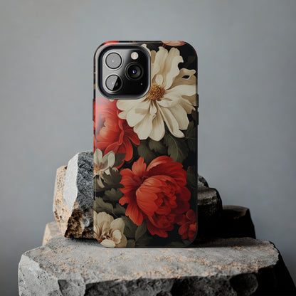 Vintage Floral Aesthetic Phone Tough Case | Antique Elegance for iPhone