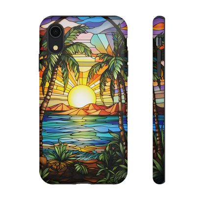 Tropical Stained Glass Sunset Beach