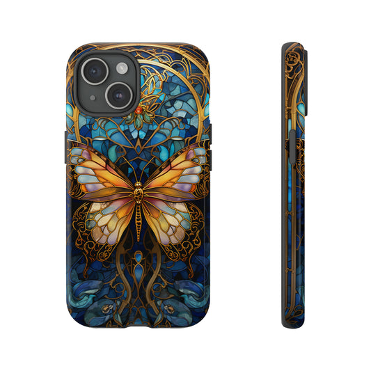 Art Nouveau butterfly floral stained glass case for iPhone 14 Plus