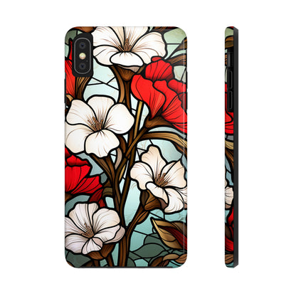 Red and White Floral Stained Glass iPhone Case