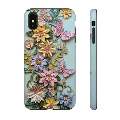 Pastel Pink Butterflies and Flowers iPhone Case