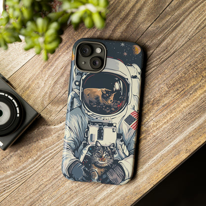 The Astronaut and the Cosmic Cat Phone Case