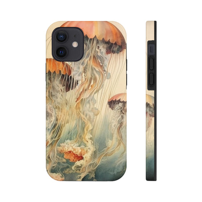 Floating Jellyfish iPhone Tough Case | Dive into an Ethereal Underwater World with Reliable Protection